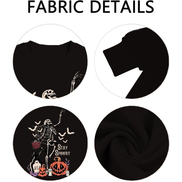 Halloween Sweater Women Cotton Blend Oversized Skeleton Pumpkin Gift - Picture 4 of 4